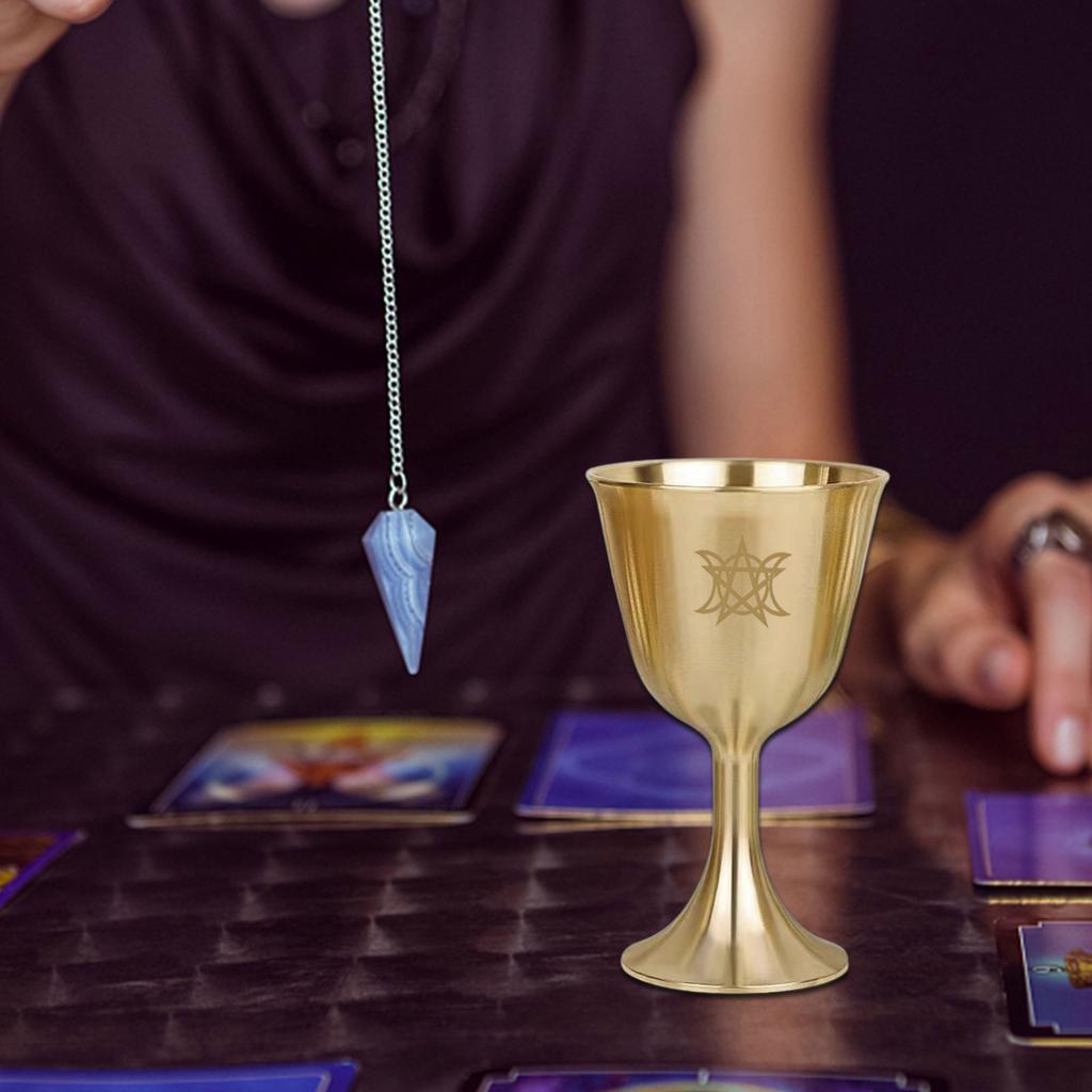 Pentagram Chalice 3.1 High Solid Brass Chalice Goblet Pentacle Brass Chalice Altars Rituals Prayers Anointing Decoration