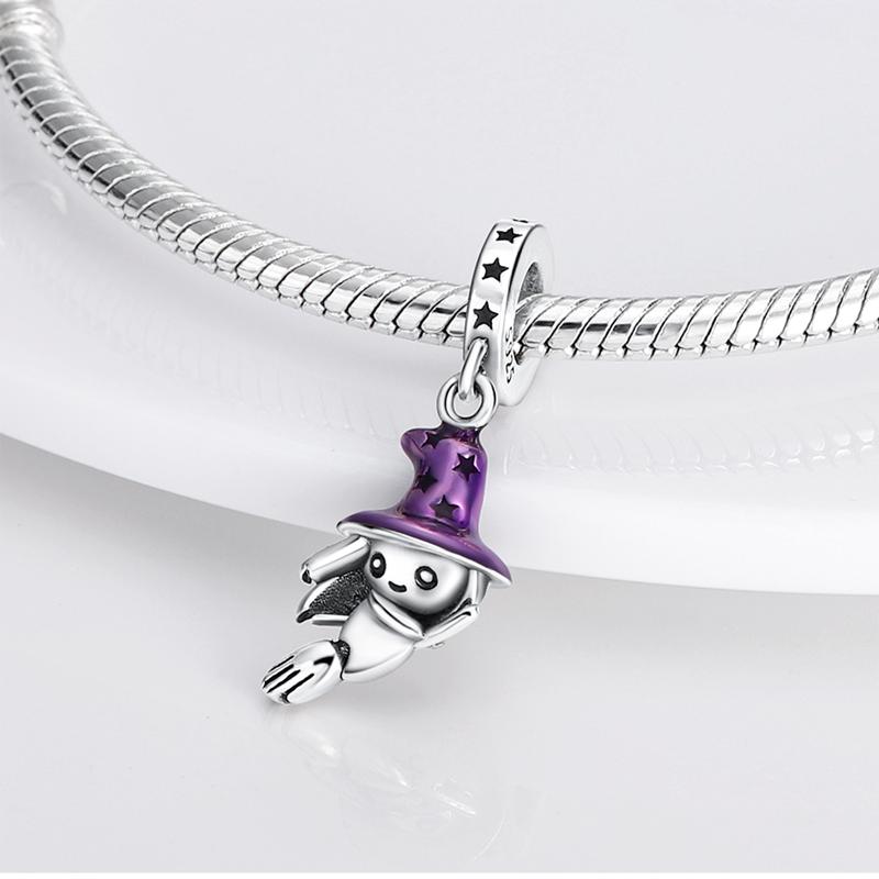 Kupfer Lila Magischer Besen Halloween Charm Anhänger Perlen Passen Original Armband Für Frauen Valentinstag Schmuck Geschenke