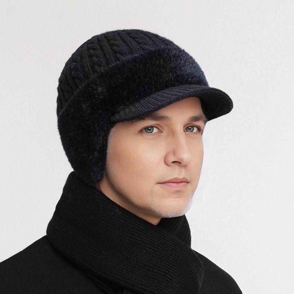 Comfortable Thick Warm Winter Thermal Hat Windproof Earflaps Knitted Cap Elasticity Ear Protection Cap Outdoor Sports