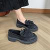 Mocassins à nœud pour femmes à semelles épaisses et talons moyens, style britannique décontracté, petites chaussures en cuir pour femmes, cinq couleurs pour femmes, escarpins