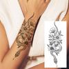 1 Sheet Flower Snake Temporary Tattoos For Women Girls Black Peony Rose Flora Sexy Tattoo Sticker Waterproof Self Adhesive Arm
