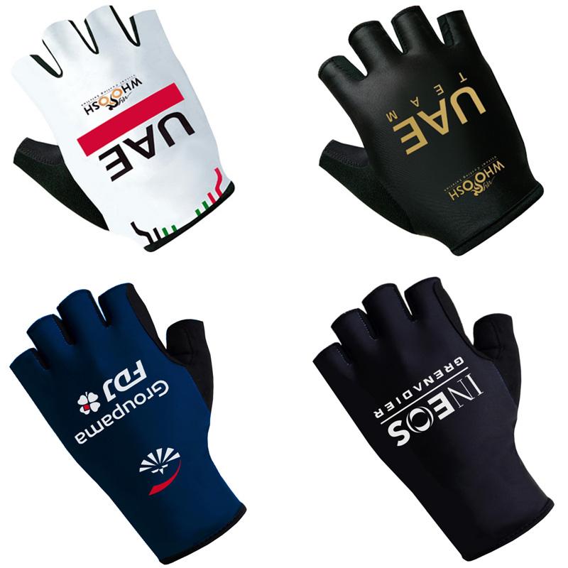 

2025 UAE Cycling Gloves Half Finger Team FDJ Men Women Road Bike Gloves Running Fitness Gym Riding Bicycle Sports Gloves L