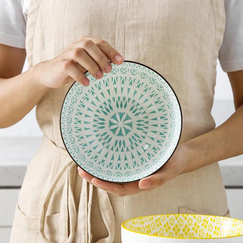 1Pcs Japanese tableware ceramic bowl single student dormitory bowls fruit salad soup rice net red noodles bowl zero waste