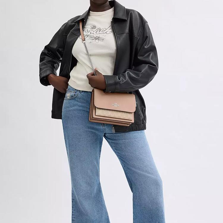 Coach Klare 22 Brand Logo Snap Closure Coated Canvas Shoulder Crossbody Bag Small Women bags CV978-SVPWH