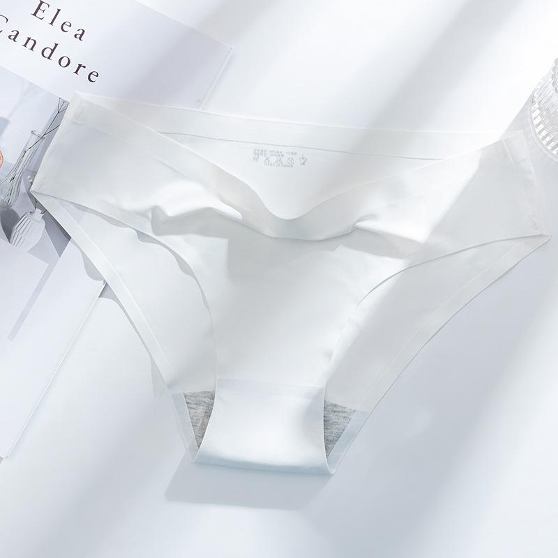 ### Women's Seamless Ice Silk Mid-Waist Panties: Breathable, Comfortable, Quick-Drying with Pure Cotton Crotch