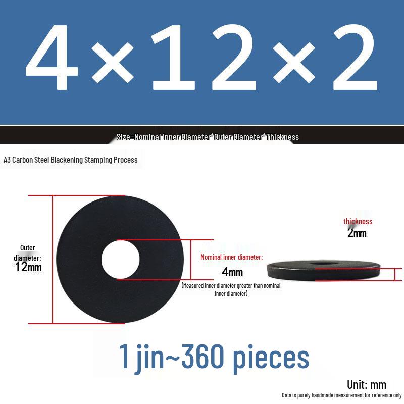 Thickened Black Flat Washer: Enhanced Round Metal Spacer for Home Use