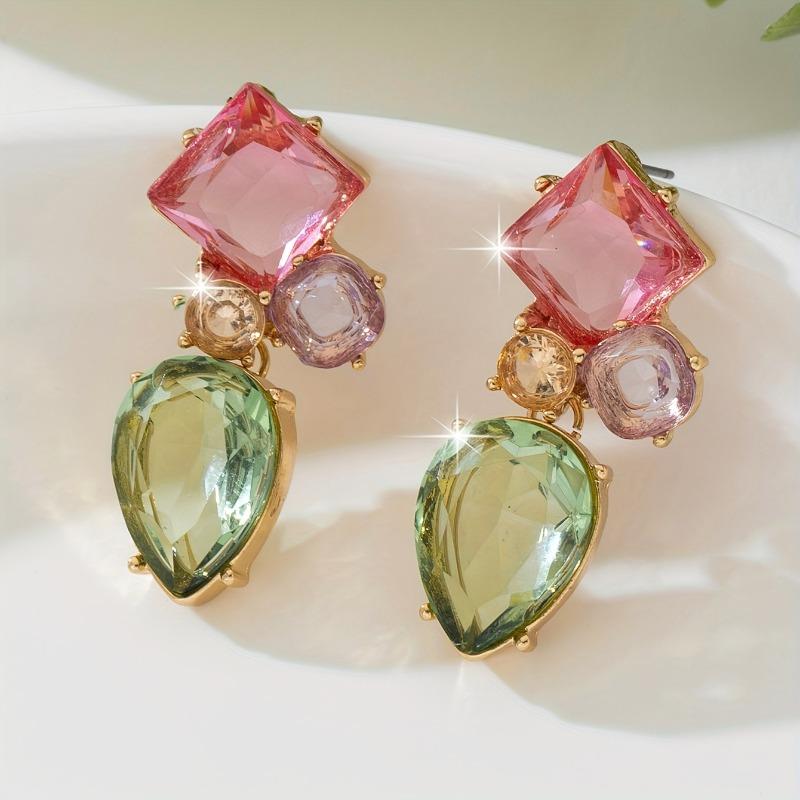 Fashion Personality Girl Rhinestone Water Drop Dangle Earrings Women'S Elegant Temperament Jewelry Accessories