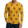Men's Round Neck Plunger Long Sleeve T-Shirt Top