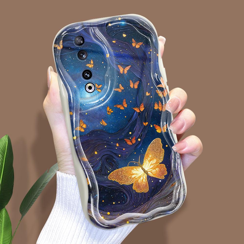 

Милый мультяшный узор, кремовая текстура, мягкий силиконовый чехол с волнистыми краями, чехол для телефона для Huawei Honor Infinix Tecno iPhone Infinix Zero 40 4G белый