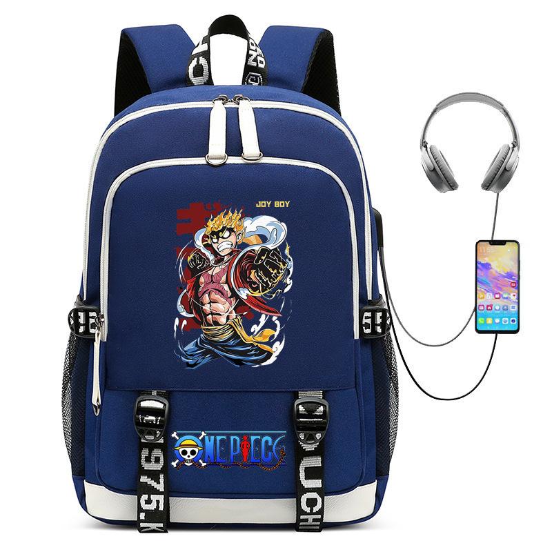 Riman ONE PIECE One Piece Peripheral Backpack, Youth Large-capacity Schoolbag USB Computer Bag