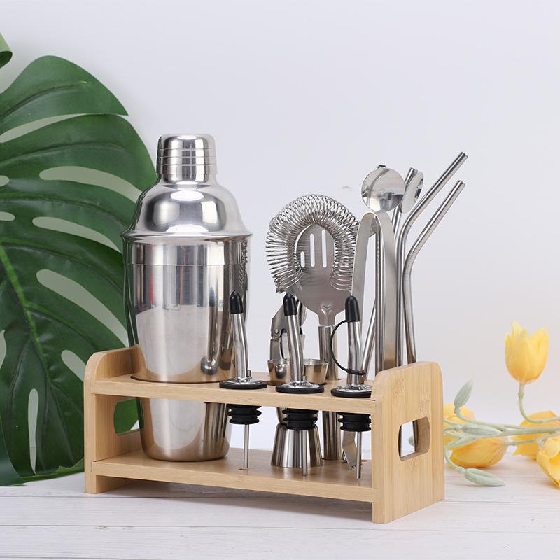 

Набор для вина Набор шейкеров Набор из 9 предметов Нержавеющая сталь 304 Снежный стакан Деревянная подставка-основание Бар Шейкер для коктейлей