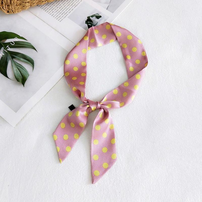 Fashion Dot Ribbon Silk Scarf Women Thin Neck Scarves Lady Small Shawls Narrow Female Neckerchief Dress Accessories
