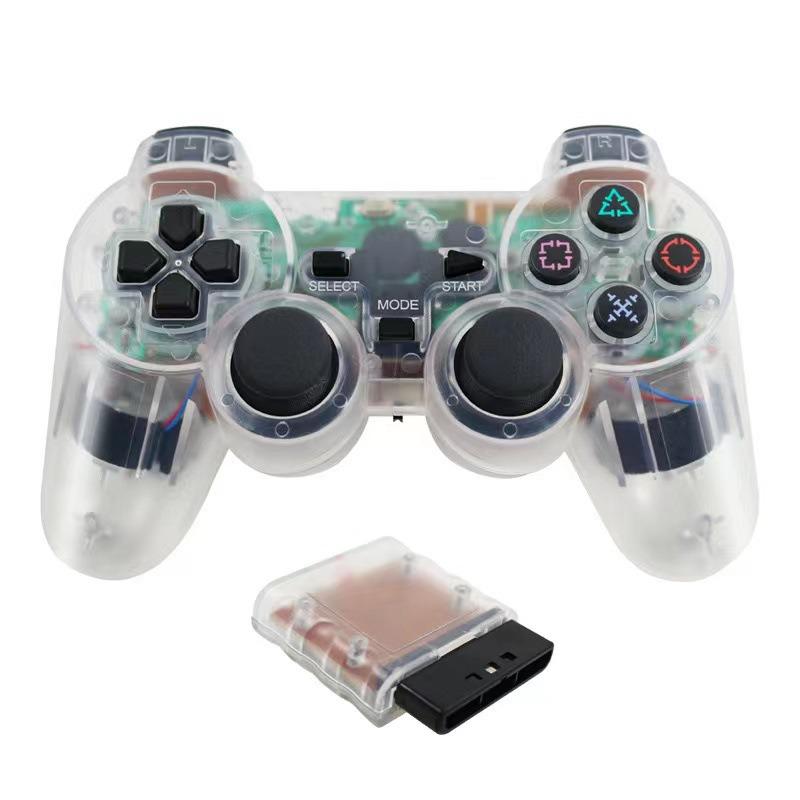 2.4G PS2 Wireless Game Controller with Dual Vibration and Snowflake Transparent Buttons