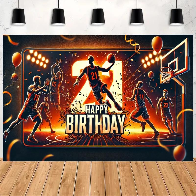 2D plane 1-piece basketball for 21st birthday celebration background birthday banner and flag supplies