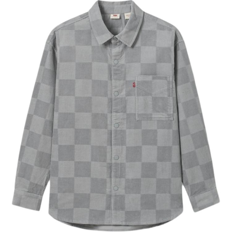 Levis Denim Wanderer Series FW24 Plaid Color Block Flannel Lined Long Sleeve Shirt Men shirts Light-Gray 0029Z-0002
