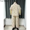 Kadın Pijama Takımı Büyük Beden Yazlık İnce Kısa Kollu Kabarcıklı Kırışık Baskılı Sevimli Nefes Alabilen Ev Giyimi Uyku İçin