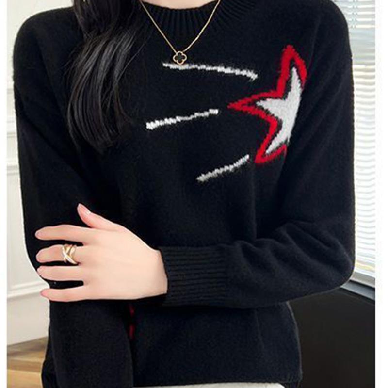 Svetr pro ženy Podzim Zima Zesílený Pulovr Teplý Pletený Pružný Dlouhý Rukáv Nadměrný Svetr Topy