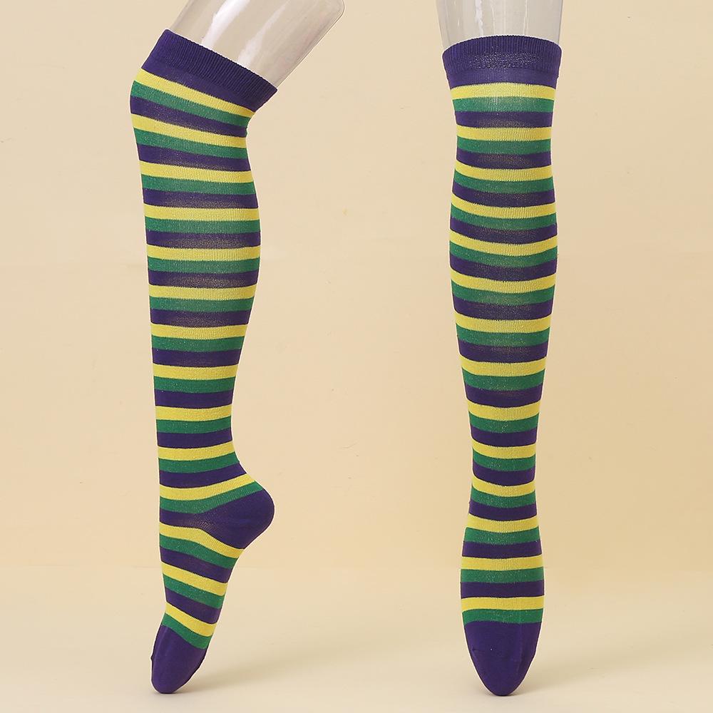 European & American Halloween Christmas Striped Over-the-Knee Socks for Women's Cosplay