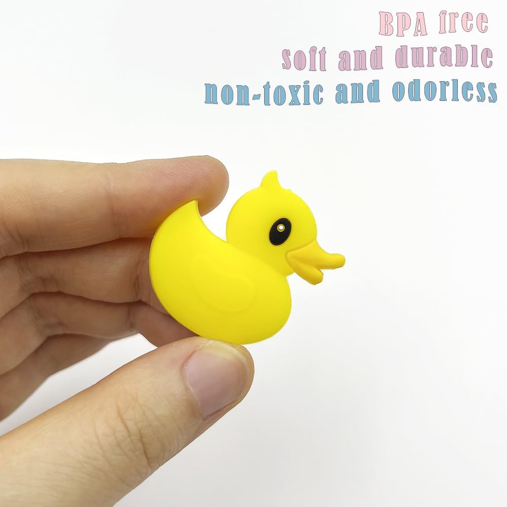 10Pcs Duck Beads Cartoon Animal Beads Colorful Duck Shaped Beads Focal Beads for Pen Flat Loose Spacer Beads for Keychain Making Jewelry DIY
