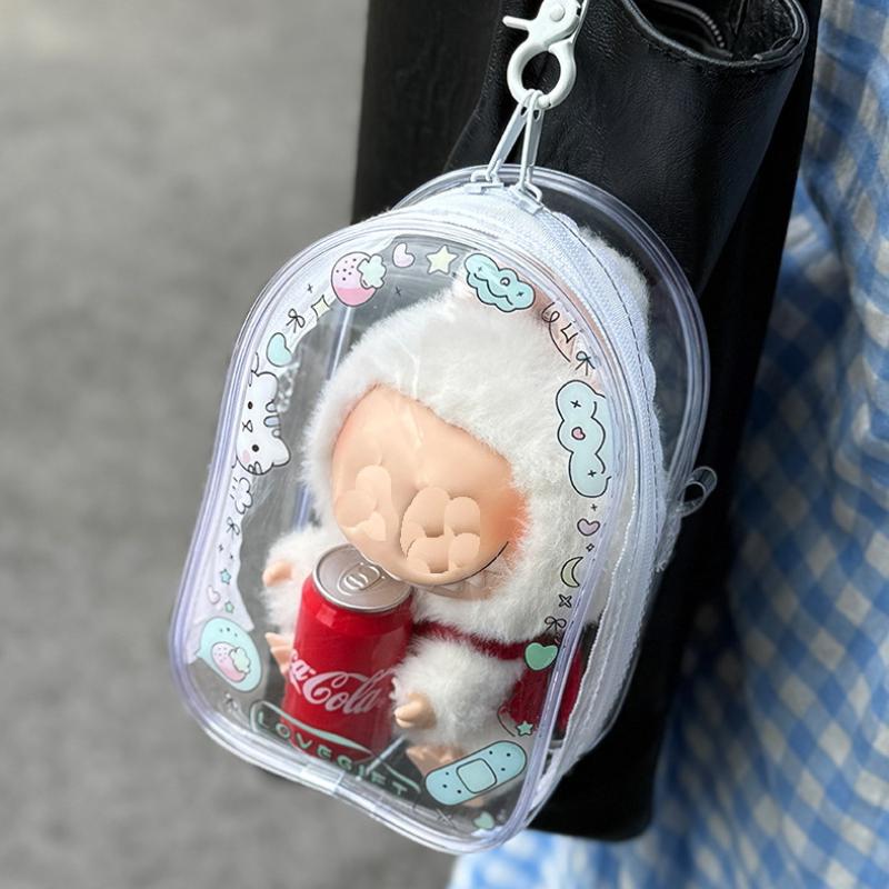 1 Set For Skullpanda Doll Cartoon Printing Protective Cover Pain Bag With Rope For 15-17Cm Labubu Crossbody Baby Walking Bag