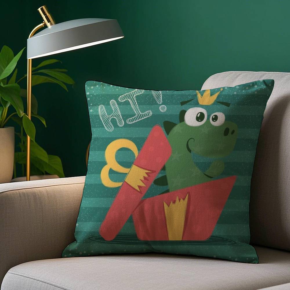 Cute Cartoon Dinosaur Pillow Case Plush Fabric Soft Pillowcase Double Sided Print Sofa Cushion Cover Throw