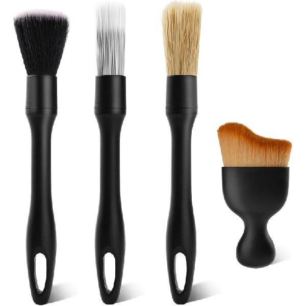 7PCS Car Detailing Brush Kit - Ultra Soft Boars Hair Car Interior Detailing Brushes, Includes 4 Different Brushes, Multi-Use For Cleaning Interior Or
