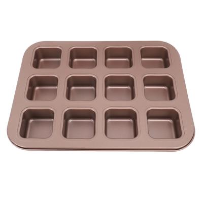 12 Fächer Brownie-Form Kohlenstoffstahl Leicht zu Reinigen Rechteckige Backform für Toastbrot Kuchen
