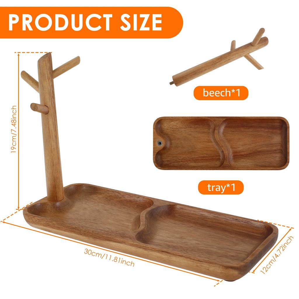 Wood Key Tray Tree Branch Storage Tray Living Room Desktop Key Hanger Jewelry Rings Display Frame Space Saving Entryway Tray New