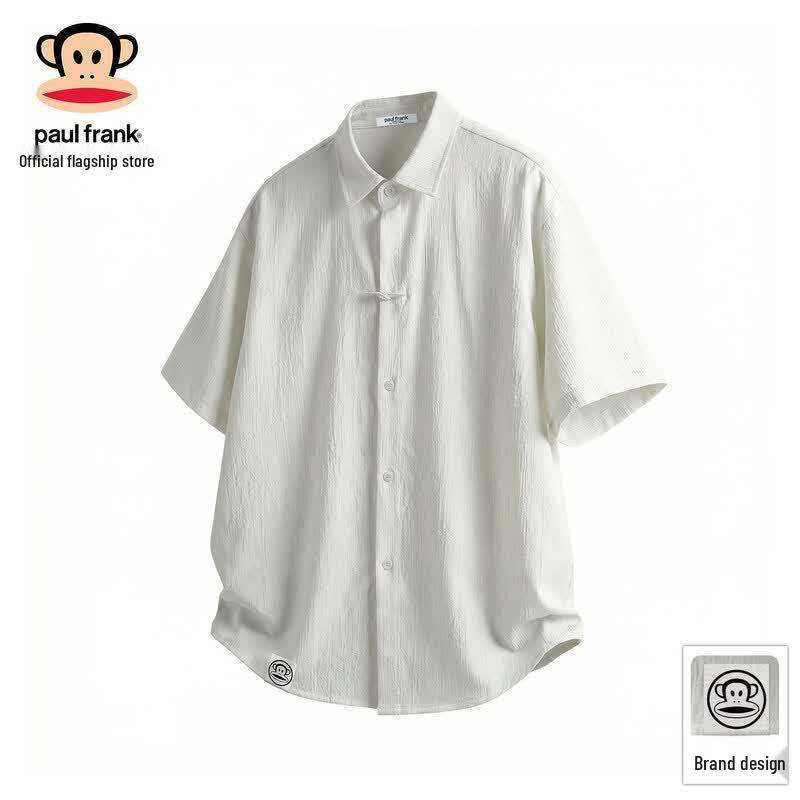 Paul Frank Men s New Chinese Style Ice Silk Short Sleeve Shirt 2XL