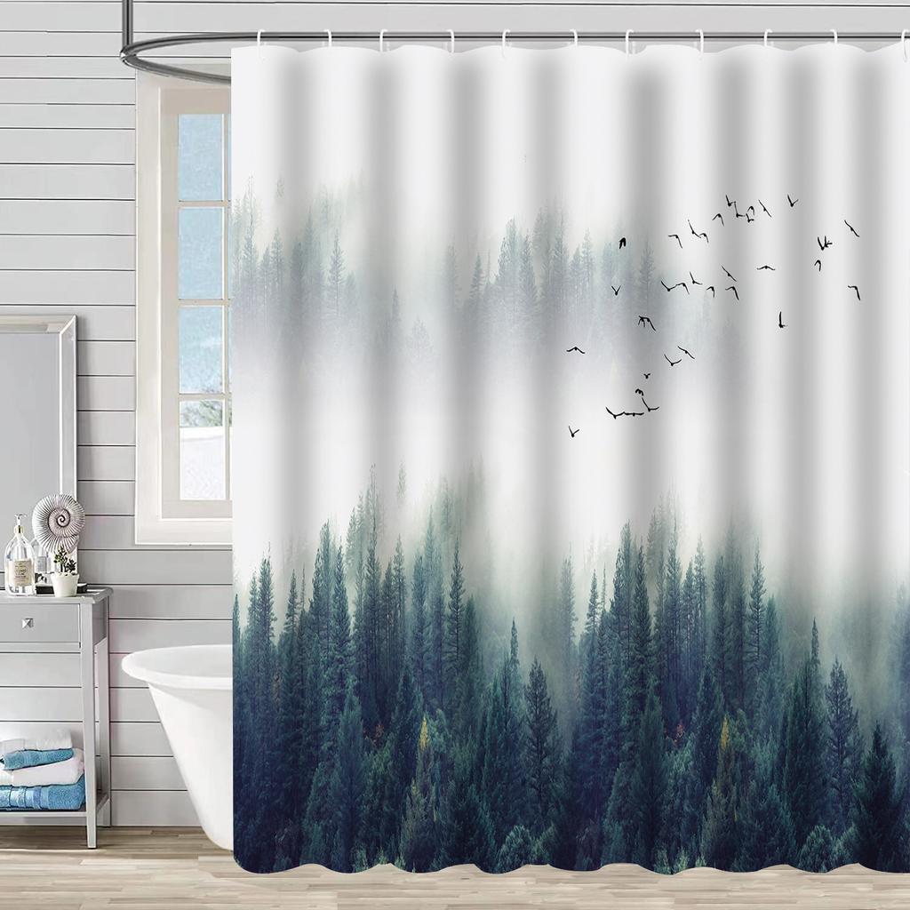 Shower Curtain Waterproof And Mildew-Proof Digital Printing English Alphabet Shower Curtain Bathroom Shower Cloth Partition Curtain Free Of Punching