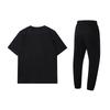 Li-Ning Letter Print Round Neck Pullover Short Sleeve T-Shirt And Mid Waist Long Pants Casual Sports Set Men sets Black AHSUB09-2+AKLT541-2