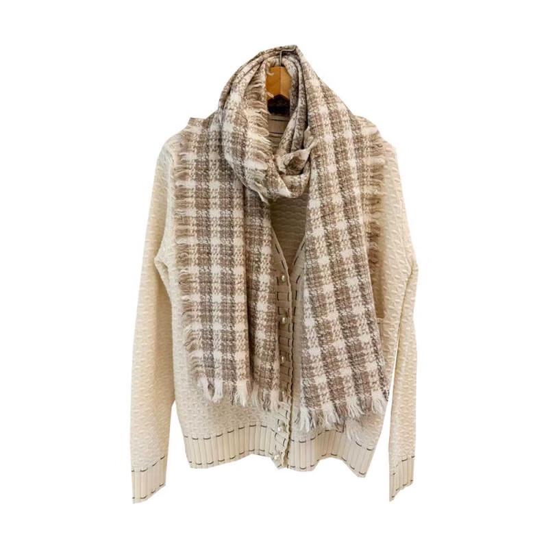 NINA SOLOR Ultra-Soft Cashmere Grid Scarf