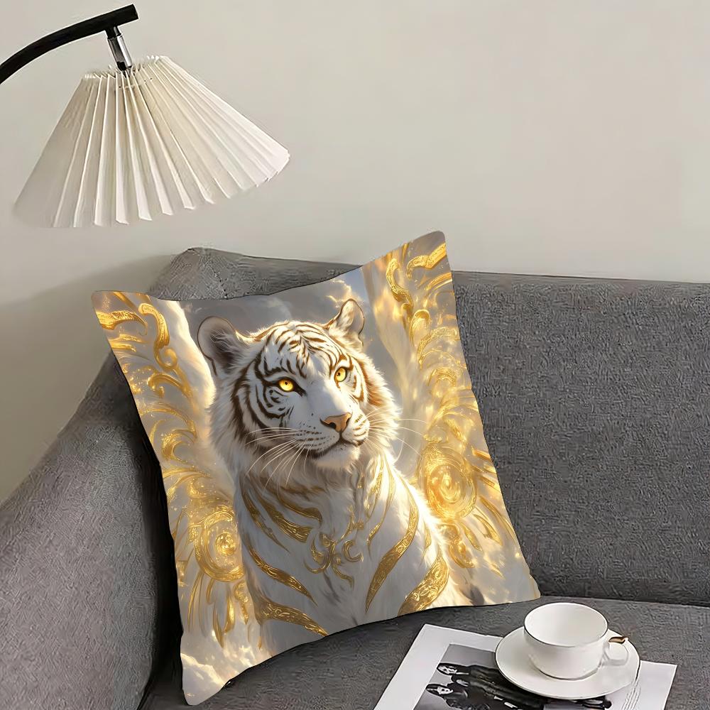 White Tiger Cool Cushion Cover Pillowcase Ultra Soft Skin Friendly Fabric Cloud Like Comfort  Concealed Zipper