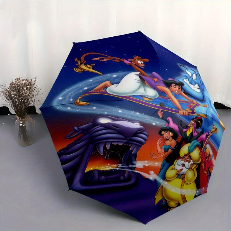 Aladdin Automatic Folding Umbrella - 3 Folding Design, Vivid Cartoon Pattern, Suitable for Outdoor Activities, A Gift for Fans In All Season