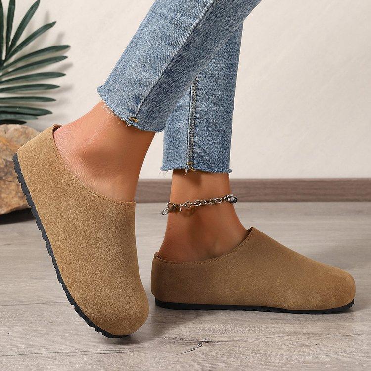 French retro bag head Boken shoes women's spring and autumn new soft sole casual versatile inner height increase casual half slippers