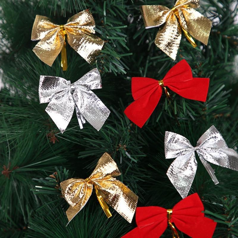 12 szt. Walentynkowych czerwonych kokard do wieńca Rustykalne kokardy na zimę Czerwona kokarda świąteczna Złocone kokardy na choinkę do dekoracji ślubnej