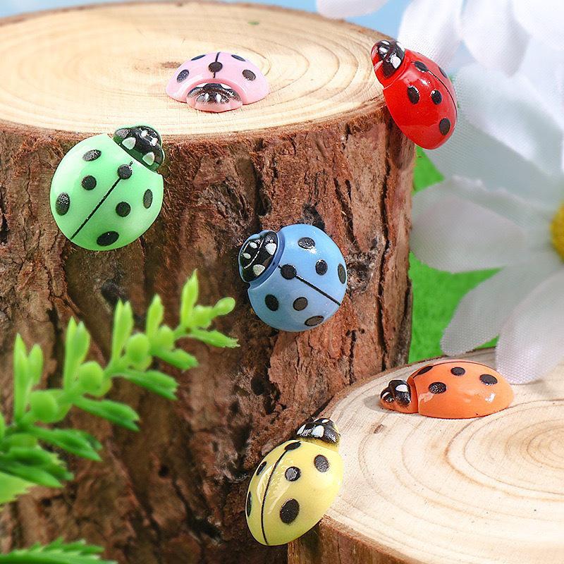 Multi-color Resin Ladybug Ornaments for DIY Jewelry and Crafts