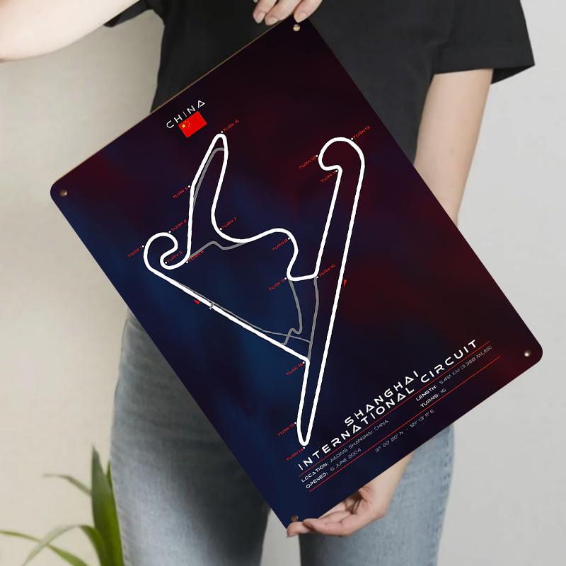 

Shanghai International Circuit Track Map Metal Tin Sign Home Decor Racing Fan Collectible Souvenir 20x30cm（7.8x11.8inch）