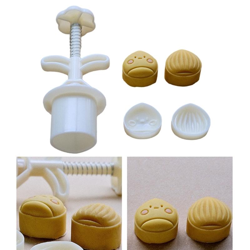 Stable Mooncakes Mold Press Set with 2 Stamps Elegant Chestnut Patterns for Baking Enthusiasts And Professionals