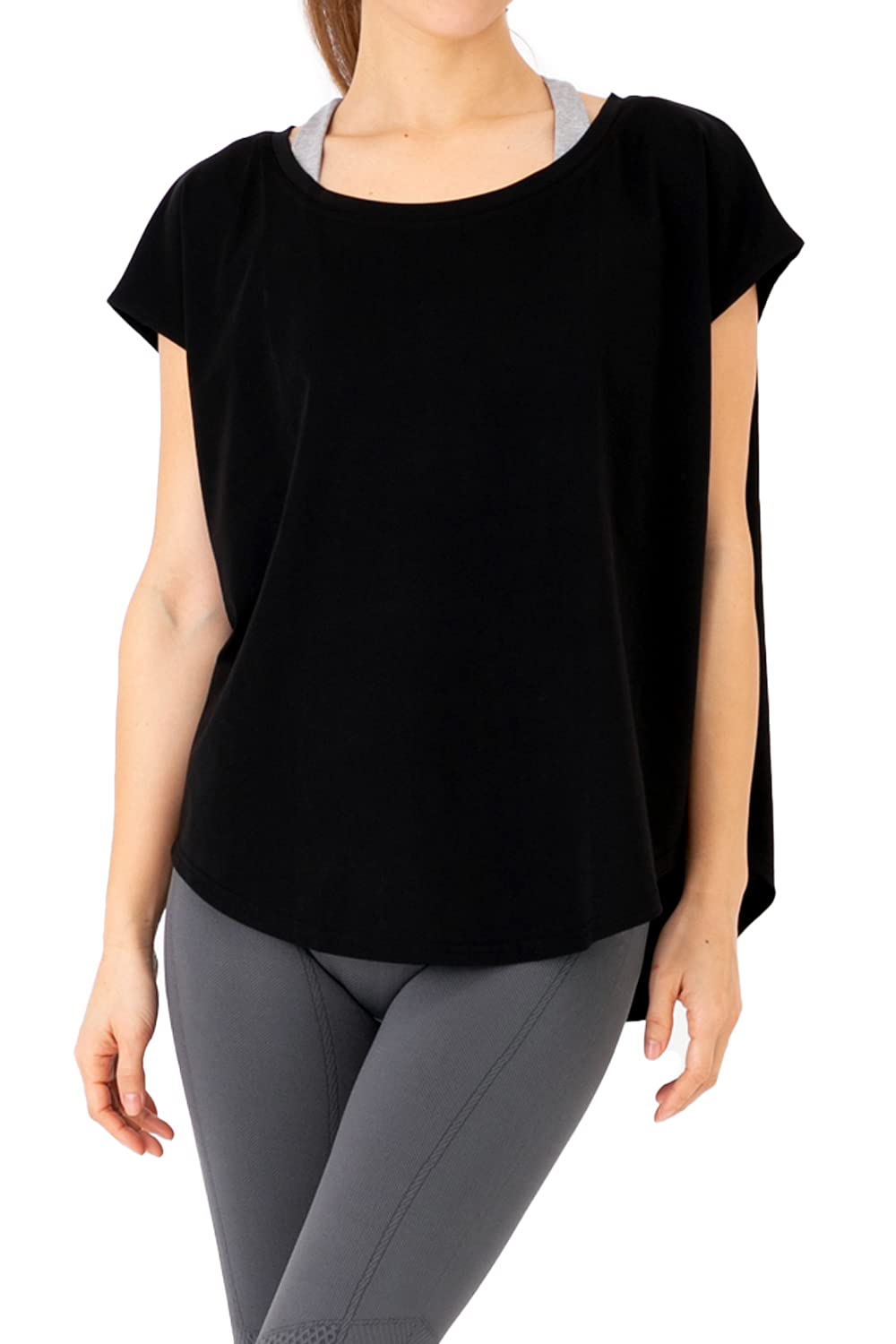 

Necker Short Sleeve Sportswear Top for Hot and and Women s Yoga, Yoga, Running, Stretchable, Moisture-Wicking, Quick-Drying (Small, Black) чёрный