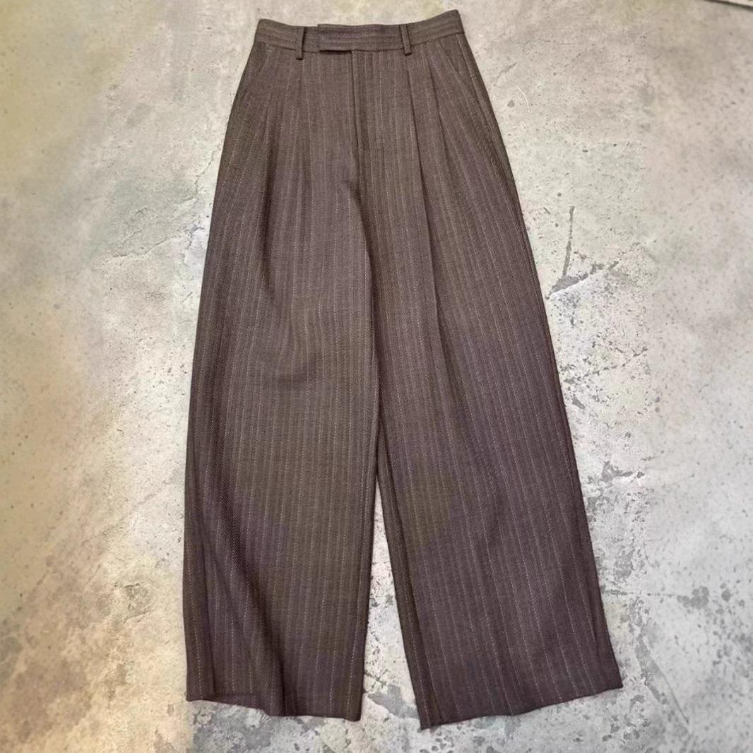 

Women s Coffee Wool Wide-Leg High-Waist Suit Pants - Final Stock Clearance Small