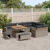 Garden Sofa Set with Cushions and Storage 12 Pcs Grey Poly Rattan
