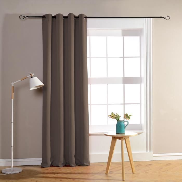 Paire de rideaux occultants - Noname - 140x260 cm - Taupe foncé - Œillets métalliques - Design contemporain