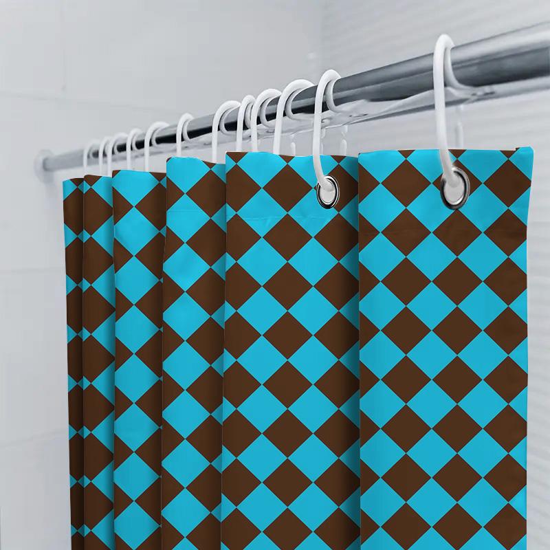 Diamond pattern waterproof and mildew-proof shower curtain modern simple design bathroom partition curtain elegant blue brown