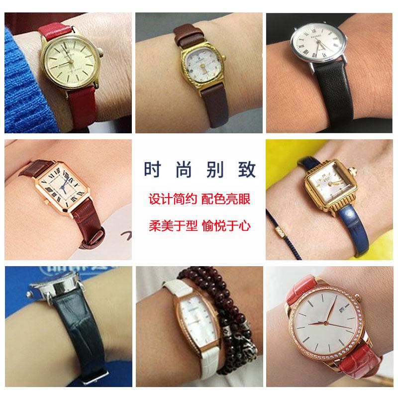 Pro jakoukoli značku Módní kožený řemínek na hodinky dámský mini Štíhlý malý rozměr pásek 6mm 8mm 10 12 14 16mm černý hnědý červený bílý modrý řemínek