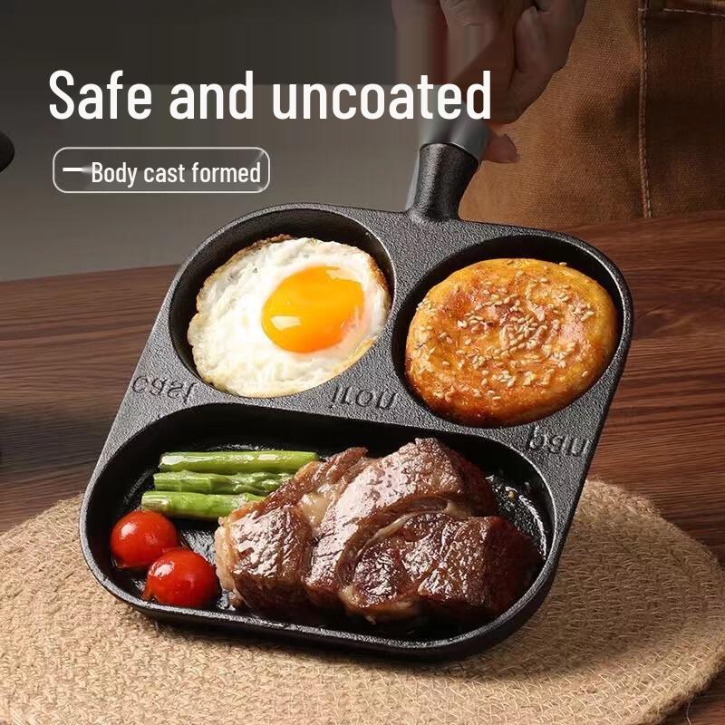 Lìláng Cast Iron 3-Hole Egg Frying Pan Set