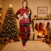 Christmas-print long-sleeve and long-pant matching family loungewear set