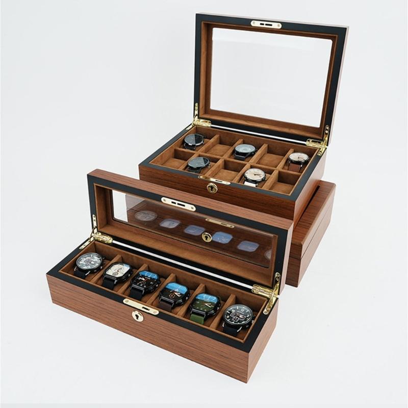 Elegant Wooden Watch Box With Soft Lining And Visible Top Holds 6 10 Or 12 Timepieces Minimalist Watch Organizers