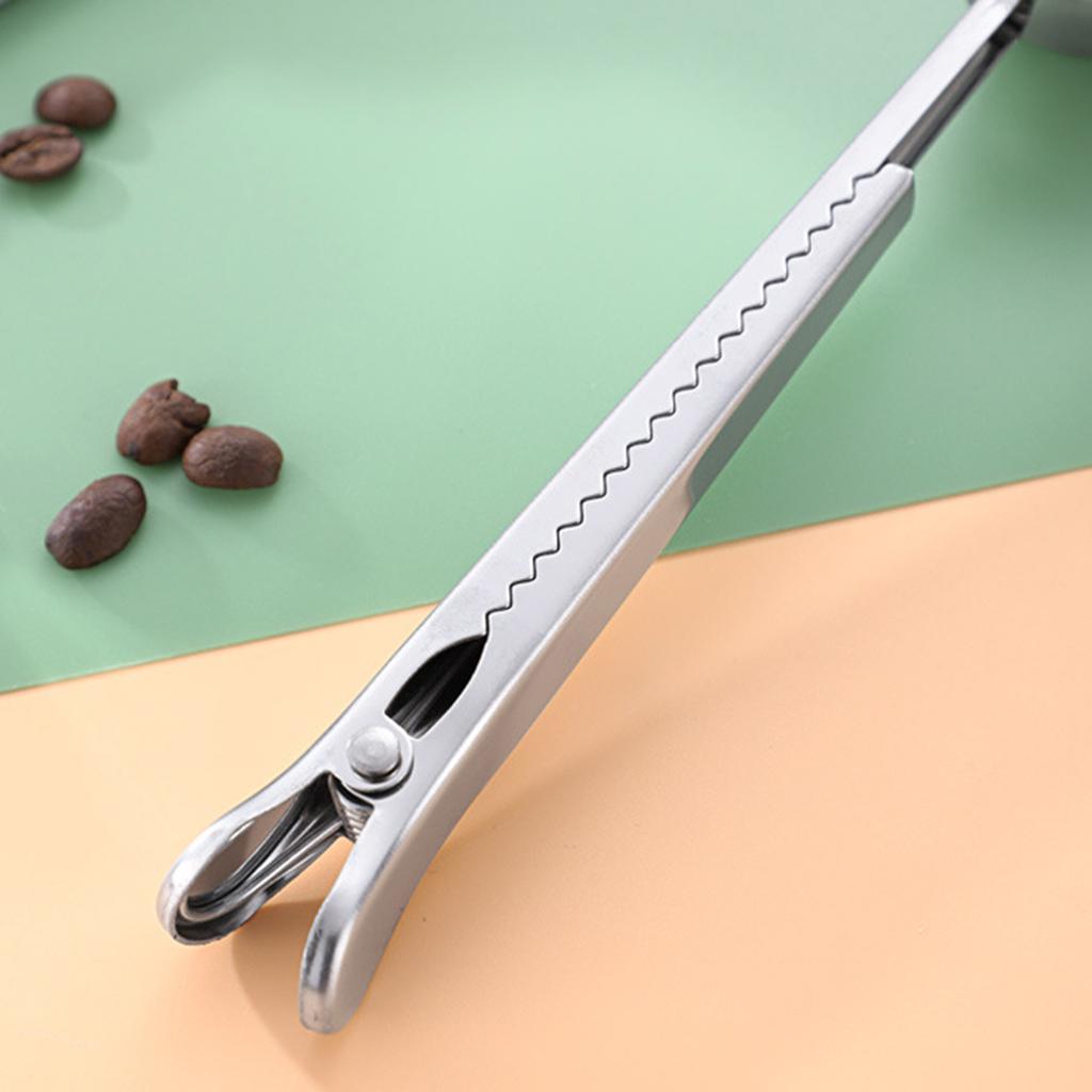 Stainless Steel Coffee Scoops Clip Tablespoon with Multifunctional Sealing Bag Clip for Ground Coffee and Beans