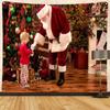 Merry Christmas Santa Claus Fireplace Print Pattern Tapestry Home Living Room Bedroom Decoration Background Cloth Tapestry